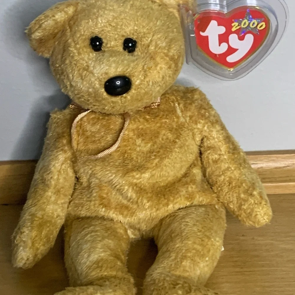 Rare Retired Ty Beanie Baby Cashew The Bear 2000 W/ Errors Tush Tag